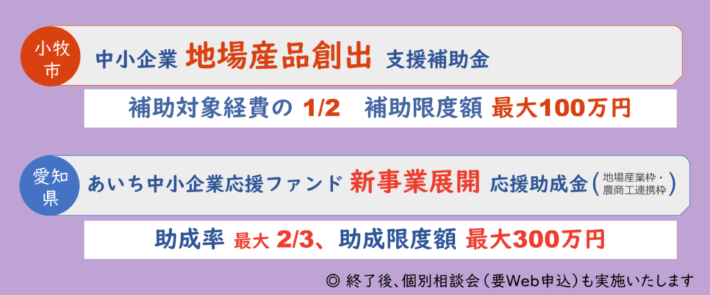 小牧市と愛知県による補助金＆助成金説明会開催日時と概要